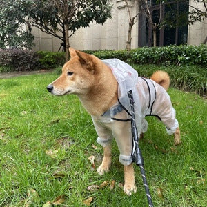 KFX-0631741 Waterproof Transparent Raincoat for Large Dogs - Casual Pet Clothing in Various Sizes
