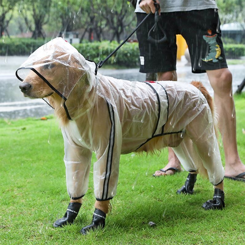 KFX-0631741 Waterproof Transparent Raincoat for Large Dogs - Casual Pet Clothing in Various Sizes