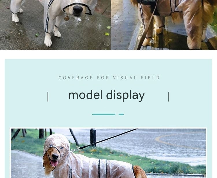 KFX-0631741 Waterproof Transparent Raincoat for Large Dogs - Casual Pet Clothing in Various Sizes