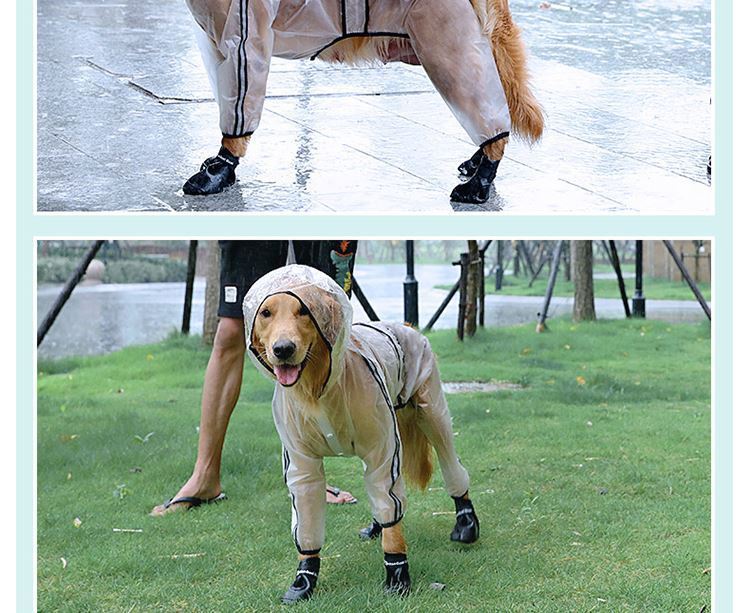 KFX-0631741 Waterproof Transparent Raincoat for Large Dogs - Casual Pet Clothing in Various Sizes