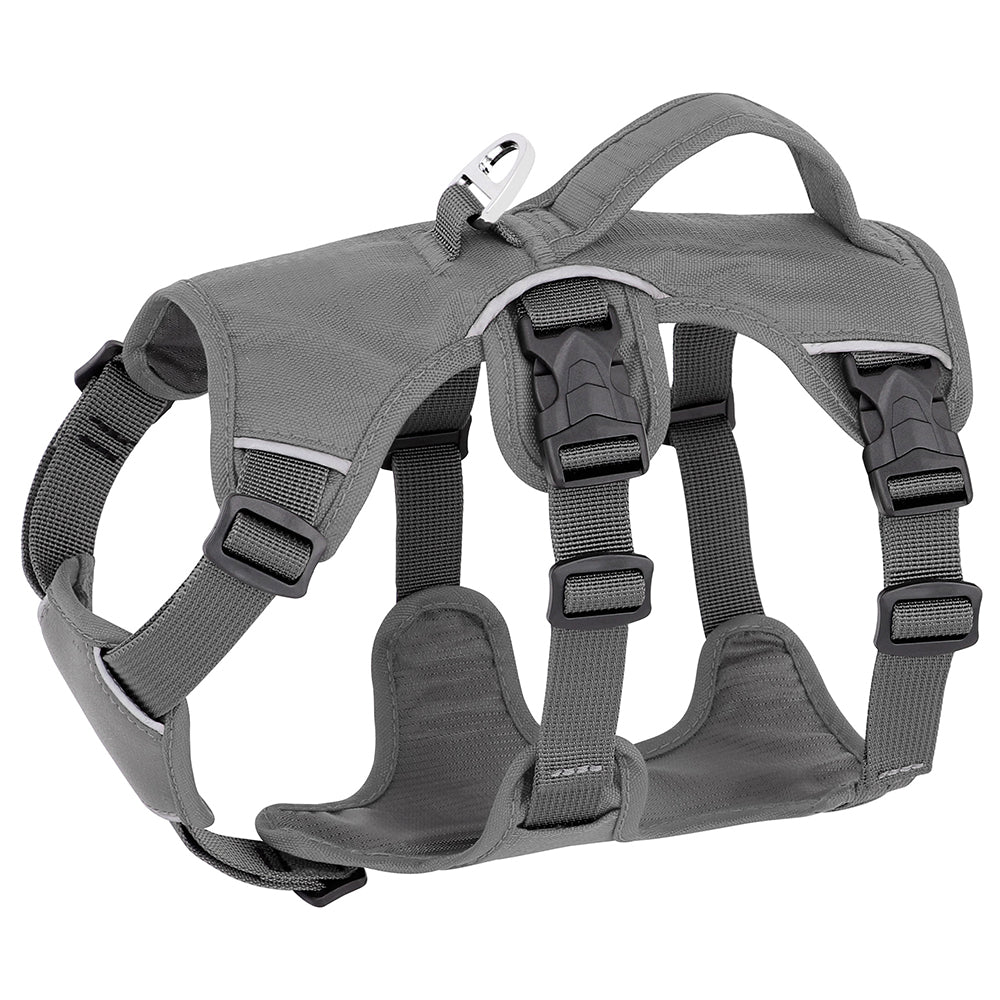 KFX-0632637 Adjustable Dog Traction Chest Strap with Oxford Fabric and Breathable Mesh - Red/Grey