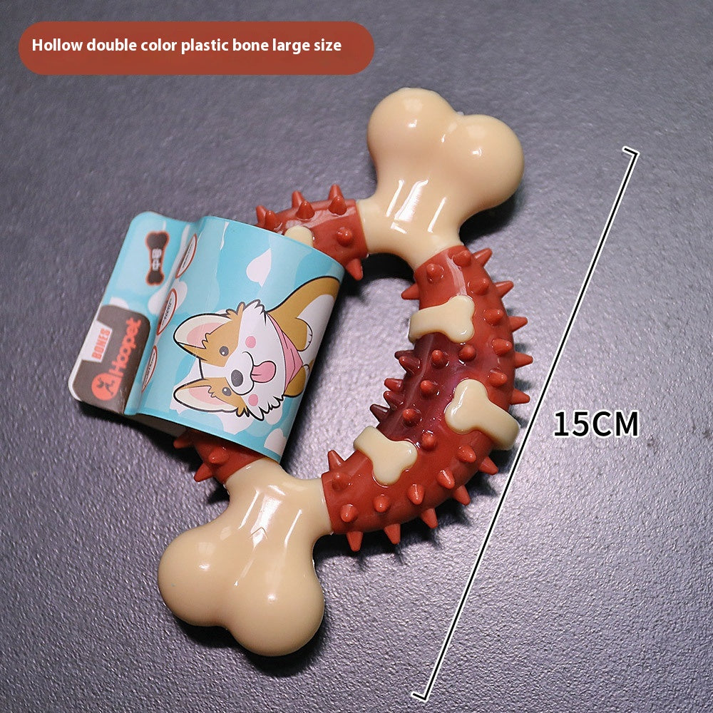 KFX-0634173 Durable Nylon TPR Dog Molar Toy - Bite-Resistant Double Color Bone