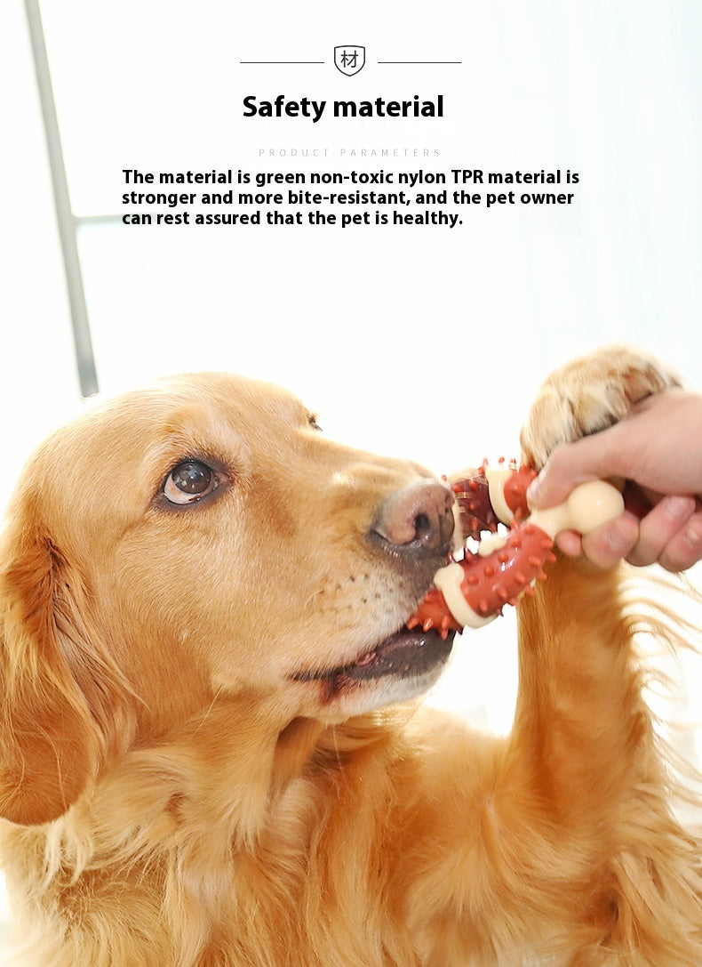 KFX-0634173 Durable Nylon TPR Dog Molar Toy - Bite-Resistant Double Color Bone