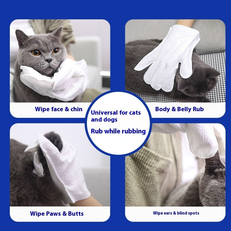 KFX-0634941 Pet Bath-Free Cleaning Gloves - Disposable Non-Woven Fabric Wipes for Dogs (6 Pack)