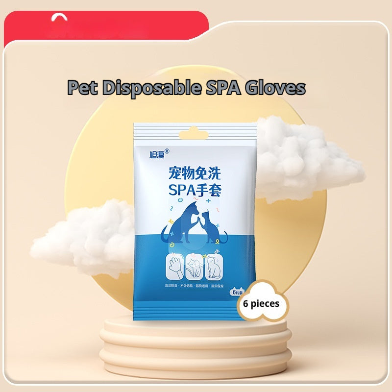 KFX-0634941 Pet Bath-Free Cleaning Gloves - Disposable Non-Woven Fabric Wipes for Dogs (6 Pack)