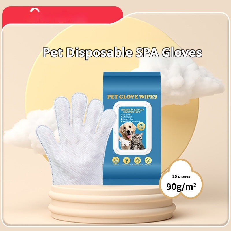 KFX-0634941 Pet Bath-Free Cleaning Gloves - Disposable Non-Woven Fabric Wipes for Dogs (6 Pack)