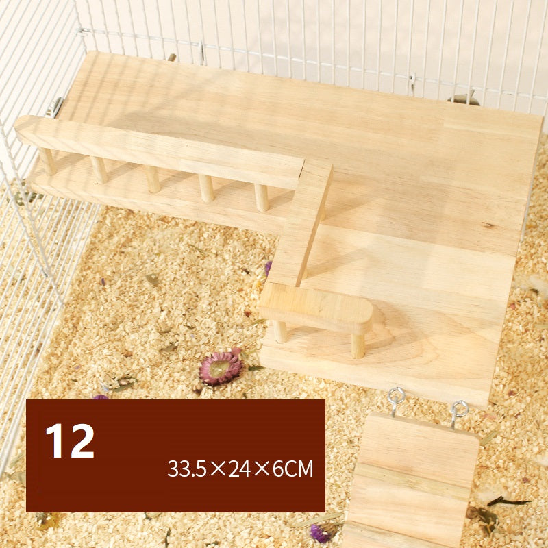 KFX-0636605 Wooden Fence Landscaping Platform Swing Toy for Small Pets