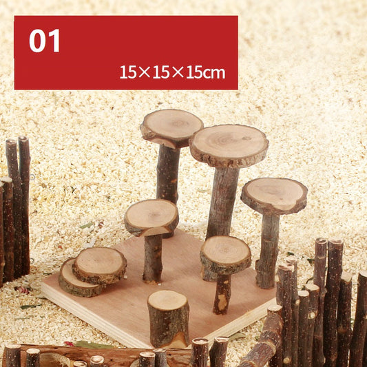 KFX-0636605 Wooden Fence Landscaping Platform Swing Toy for Small Pets