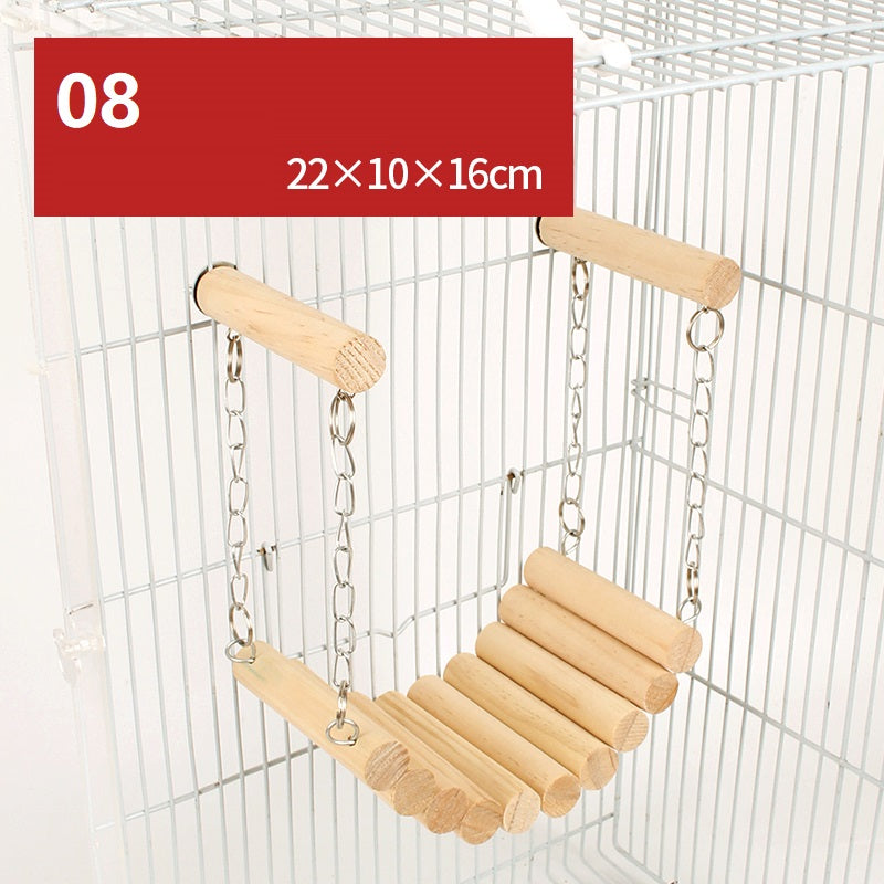KFX-0636605 Wooden Fence Landscaping Platform Swing Toy for Small Pets