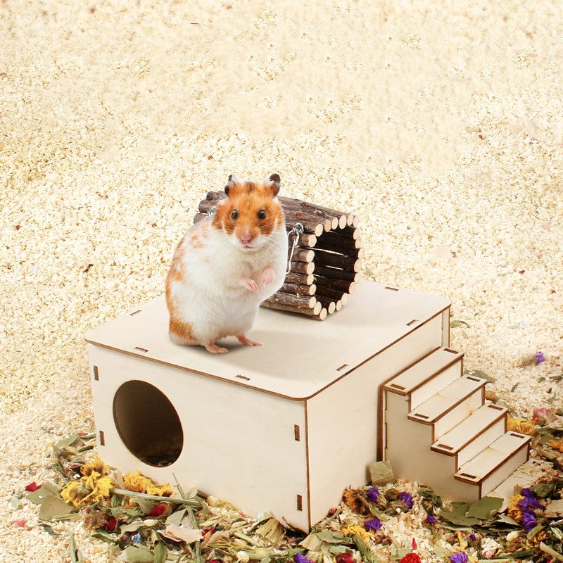 KFX-0636605 Wooden Fence Landscaping Platform Swing Toy for Small Pets