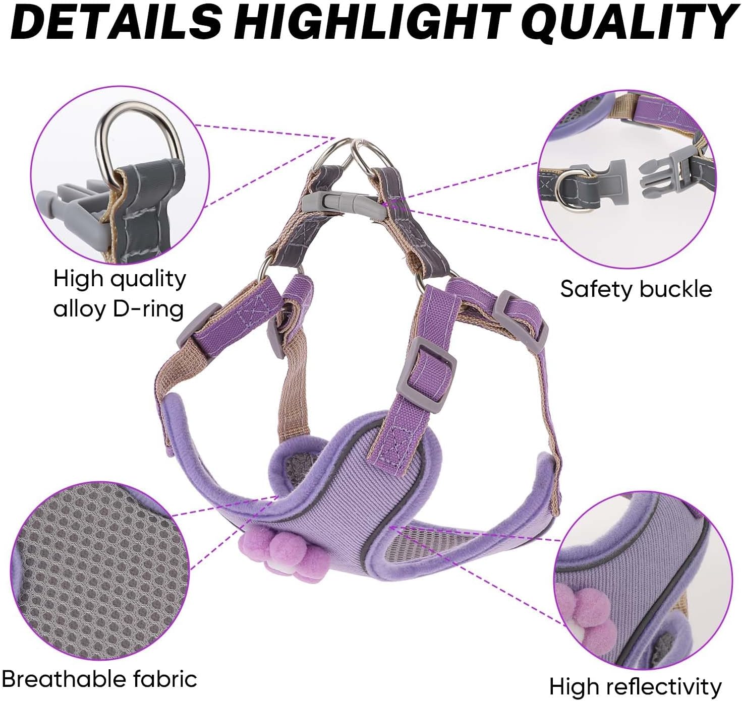 KFX-0640573 Breathable Mesh Dog Vest Harness with Quick Release Buckle for Small, Medium, and Large Dogs