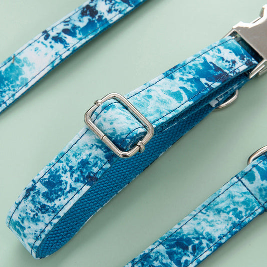 KFX-0641085 Marine Pet Dog Collar - Adjustable Polyester Design, Available in Multiple Sizes