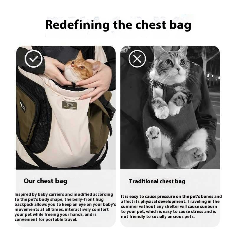 KFX-0641341 Adjustable Drawstring Portable Cat Backpack with Built-in Safety Buckle - Brown and Egg Color Options
