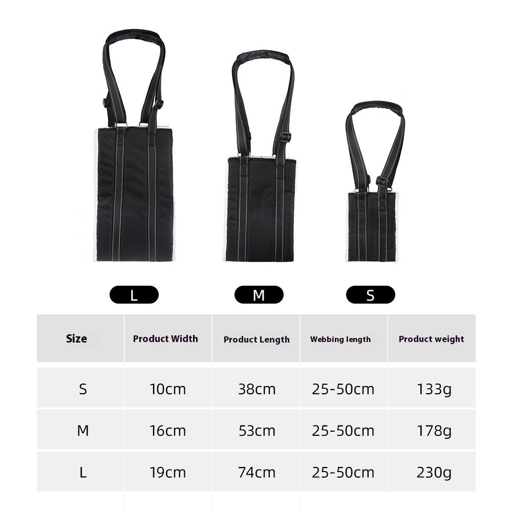 KFX-0641725 Adjustable Dog Rehabilitation Training Belt for Senior and Disabled Pets in Black Teddy Plush