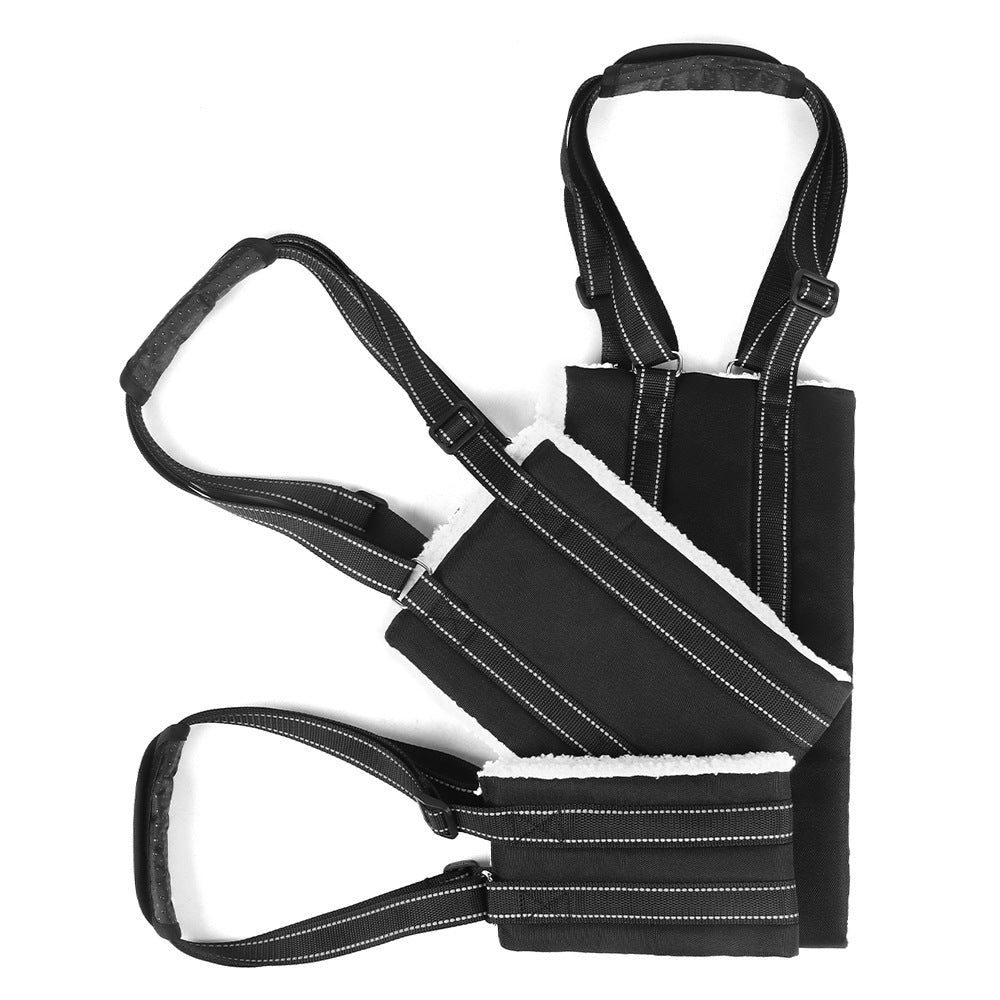 KFX-0641725 Adjustable Dog Rehabilitation Training Belt for Senior and Disabled Pets in Black Teddy Plush