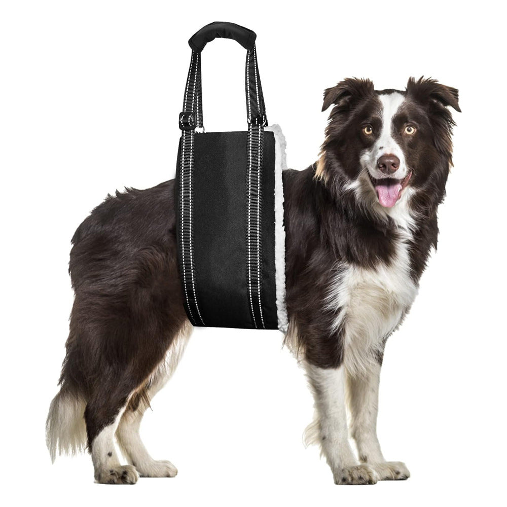 KFX-0641725 Adjustable Dog Rehabilitation Training Belt for Senior and Disabled Pets in Black Teddy Plush