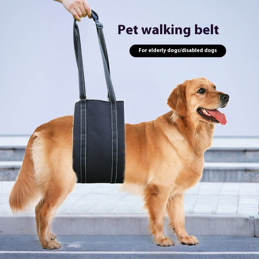 KFX-0641725 Adjustable Dog Rehabilitation Training Belt for Senior and Disabled Pets in Black Teddy Plush