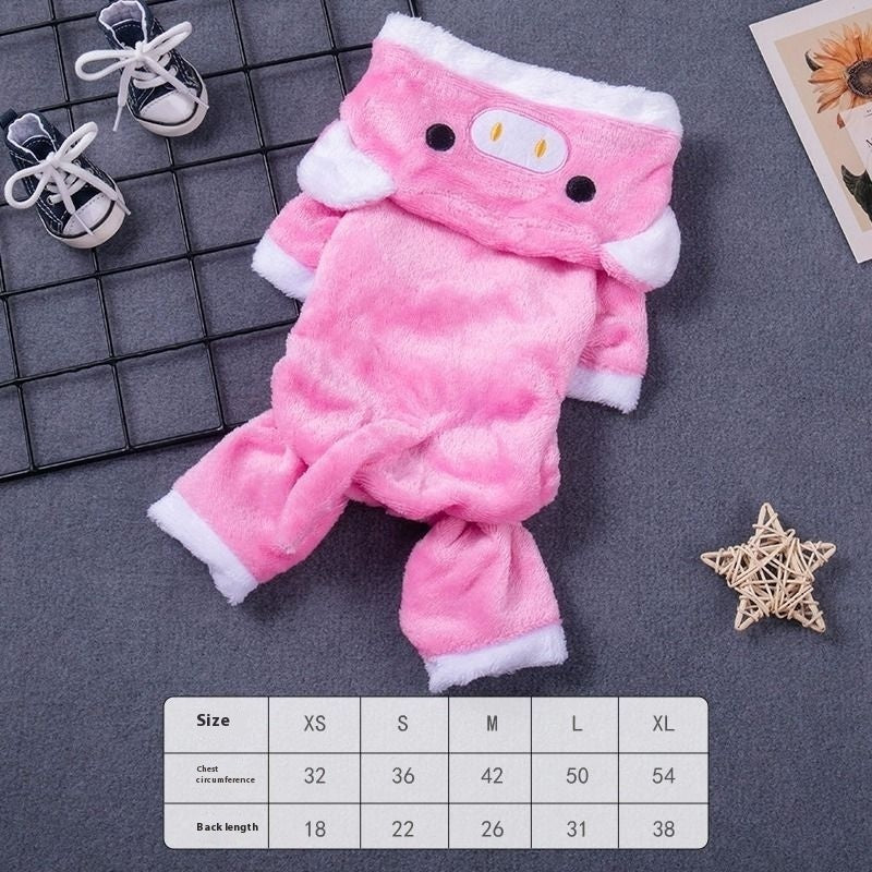 KFX-0643517 Cozy Coral Fleece Pig Costume for Cats & Small Dogs - Fleece-Lined Pet Apparel