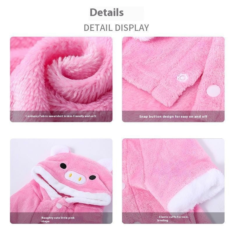 KFX-0643517 Cozy Coral Fleece Pig Costume for Cats & Small Dogs - Fleece-Lined Pet Apparel