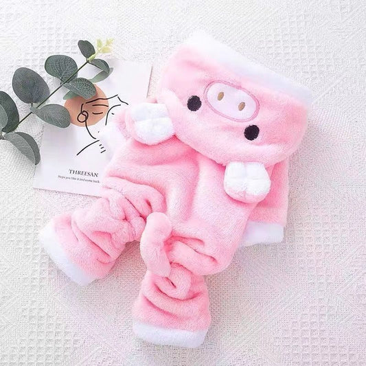 KFX-0643517 Cozy Coral Fleece Pig Costume for Cats & Small Dogs - Fleece-Lined Pet Apparel
