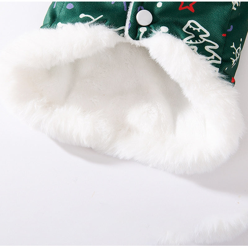KFX-0643645 Cozy Green Christmas Dog Shirt with Snowman Patch and D-Ring for Small Pets