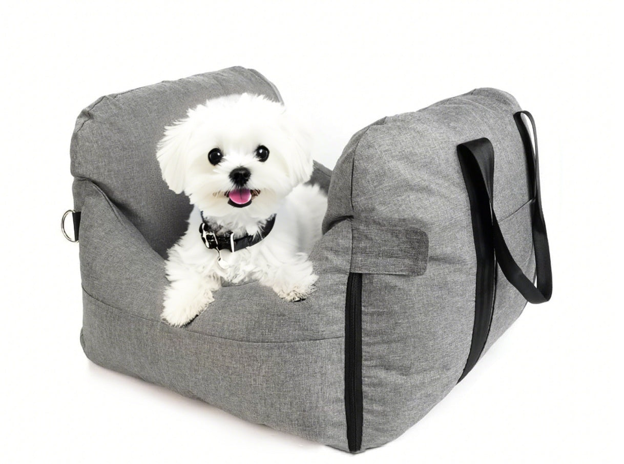 KFX-0643901 Removable and Washable Pet Car Kennel in Beige and Gray - 60x50x38 cm for Dogs