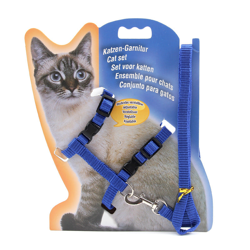 KFX-0644157 Durable Multi-Color Nylon Cat Leash with Adjustable Chest Strap