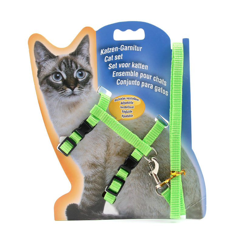 KFX-0644157 Durable Multi-Color Nylon Cat Leash with Adjustable Chest Strap
