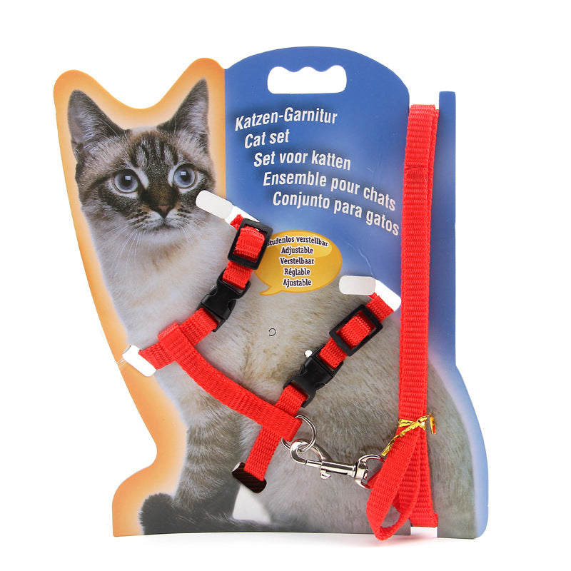 KFX-0644157 Durable Multi-Color Nylon Cat Leash with Adjustable Chest Strap