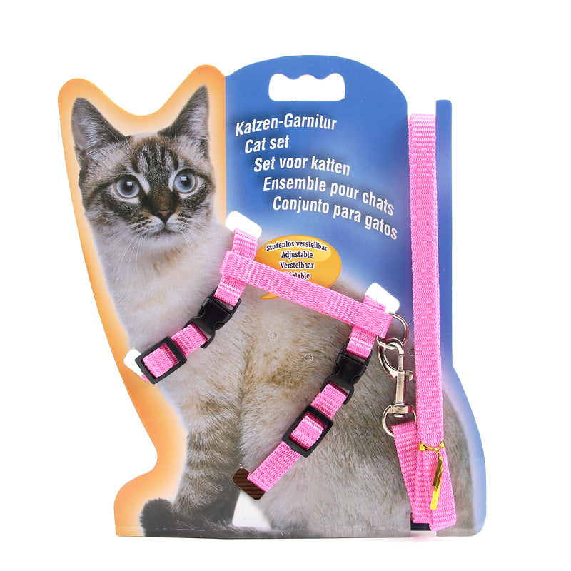 KFX-0644157 Durable Multi-Color Nylon Cat Leash with Adjustable Chest Strap