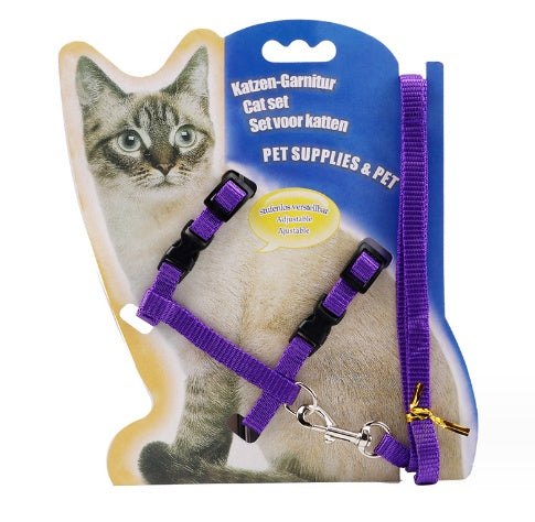 KFX-0644157 Durable Multi-Color Nylon Cat Leash with Adjustable Chest Strap
