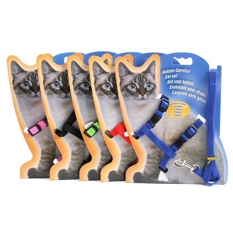 KFX-0644157 Durable Multi-Color Nylon Cat Leash with Adjustable Chest Strap