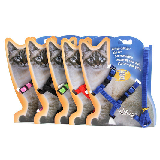 KFX-0644157 Durable Multi-Color Nylon Cat Leash with Adjustable Chest Strap