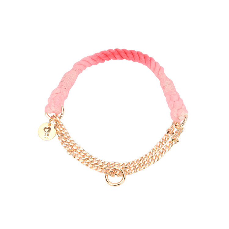 KFX-0644669 Hand-Woven Gradient Color Dog Collar - Cotton Thread, All Seasons, Available in Small, Medium, and Large