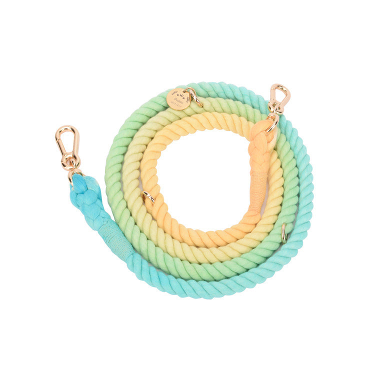 KFX-0644669 Hand-Woven Gradient Color Dog Collar - Cotton Thread, All Seasons, Available in Small, Medium, and Large