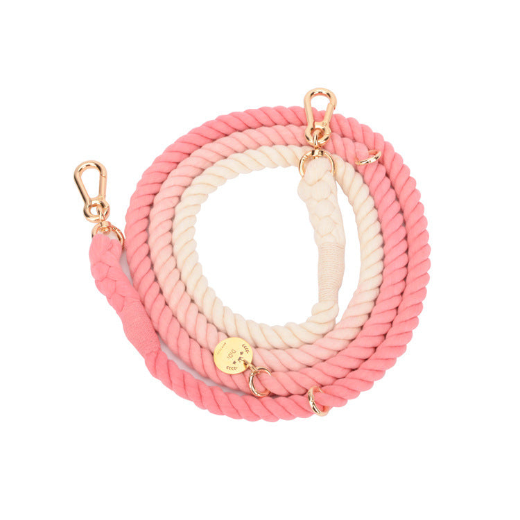 KFX-0644669 Hand-Woven Gradient Color Dog Collar - Cotton Thread, All Seasons, Available in Small, Medium, and Large