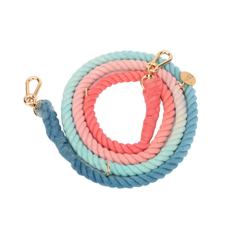 KFX-0644669 Hand-Woven Gradient Color Dog Collar - Cotton Thread, All Seasons, Available in Small, Medium, and Large