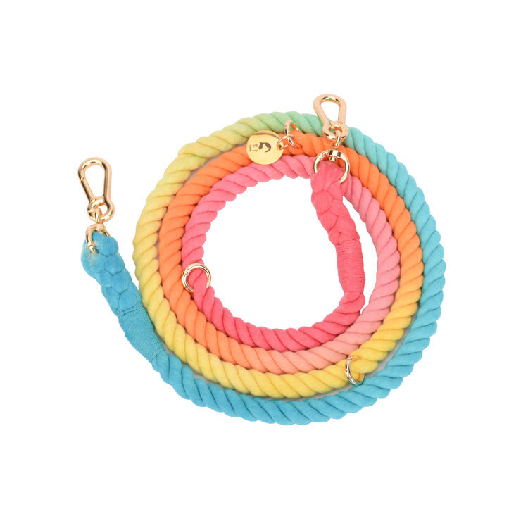 KFX-0644669 Hand-Woven Gradient Color Dog Collar - Cotton Thread, All Seasons, Available in Small, Medium, and Large