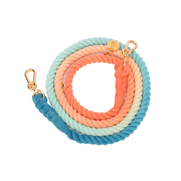 KFX-0644669 Hand-Woven Gradient Color Dog Collar - Cotton Thread, All Seasons, Available in Small, Medium, and Large