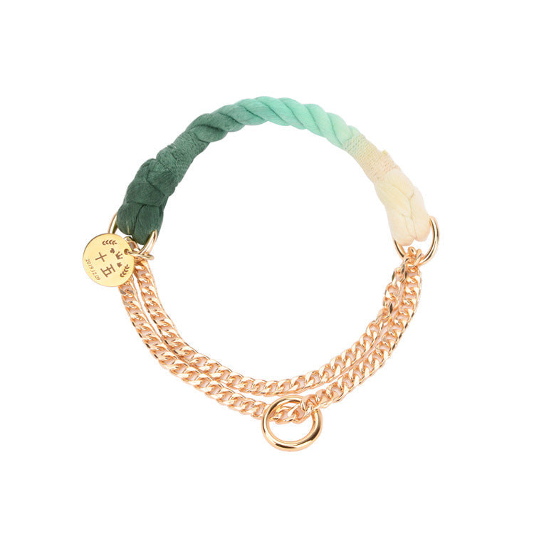 KFX-0644669 Hand-Woven Gradient Color Dog Collar - Cotton Thread, All Seasons, Available in Small, Medium, and Large