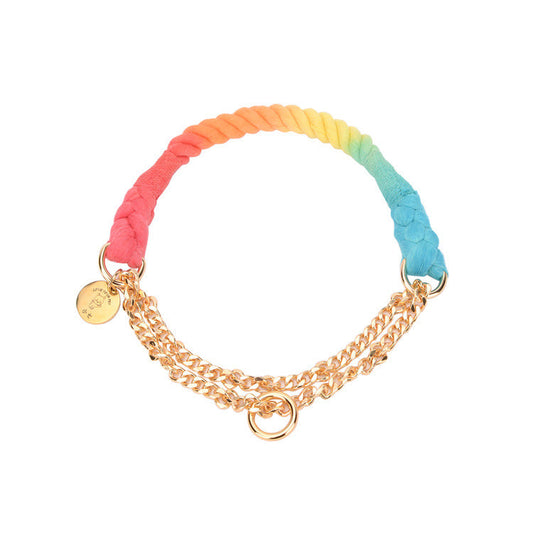 KFX-0644669 Hand-Woven Gradient Color Dog Collar - Cotton Thread, All Seasons, Available in Small, Medium, and Large