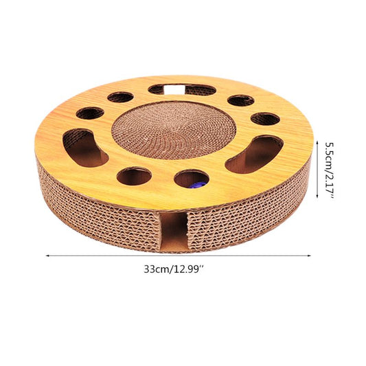 KFX-0645053 Educational Cat Toy Carousel for Claw Grinding - Durable Corrugated Paper, 33cm Diameter