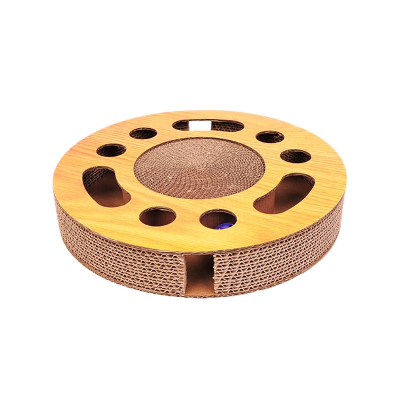 KFX-0645053 Educational Cat Toy Carousel for Claw Grinding - Durable Corrugated Paper, 33cm Diameter