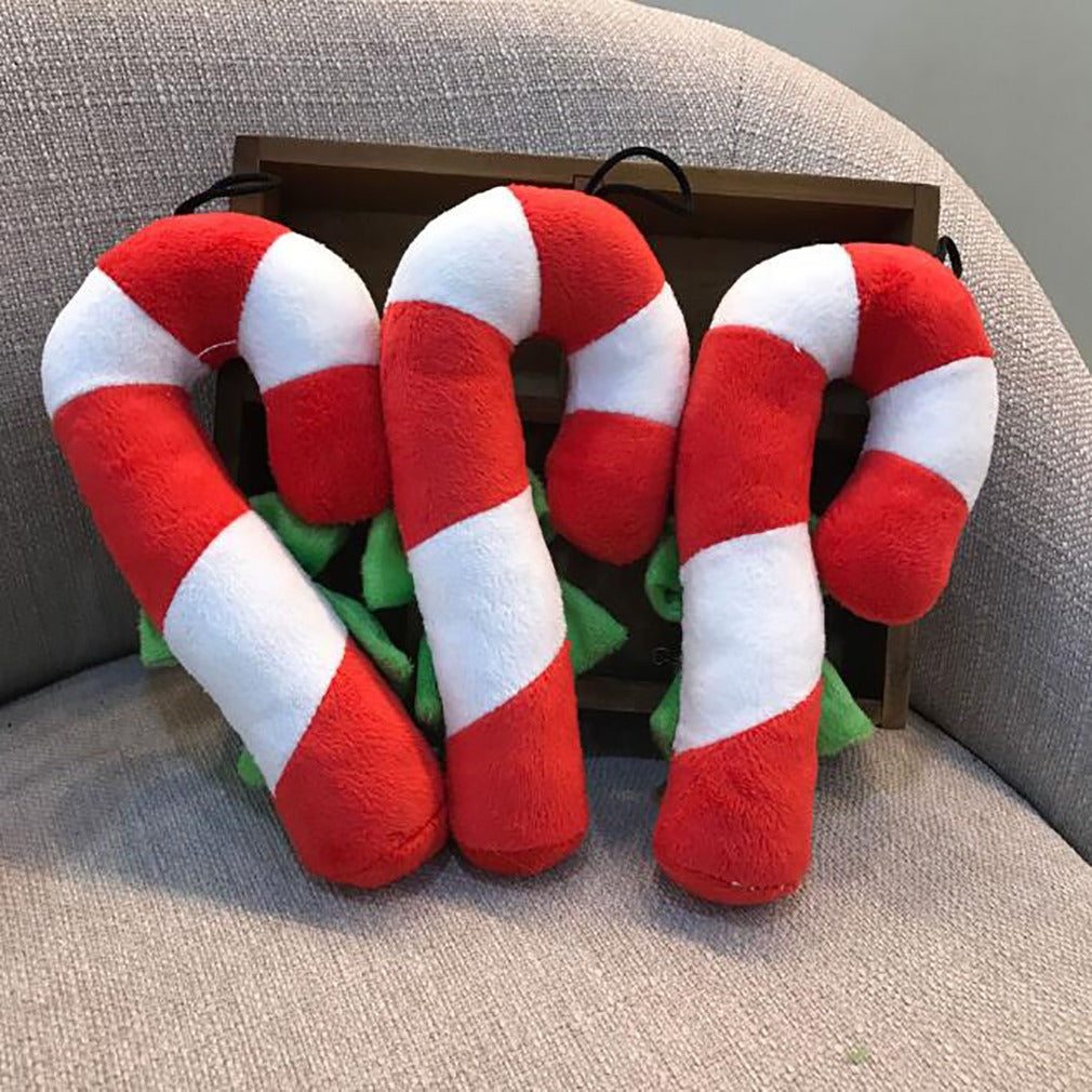 KFX-0645693 Vibrant Red, White and Green Plush Molar Toy for Dogs