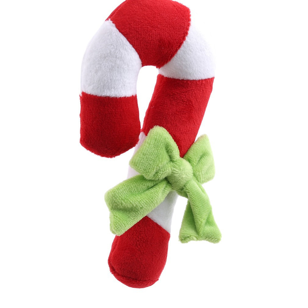 KFX-0645693 Vibrant Red, White and Green Plush Molar Toy for Dogs