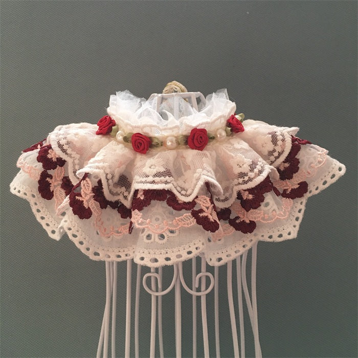 KFX-0647101 Cotton Lace Adjustable Bib Scarf for Pets - Available in Wine, Red, Pink, Sizes XS to XL