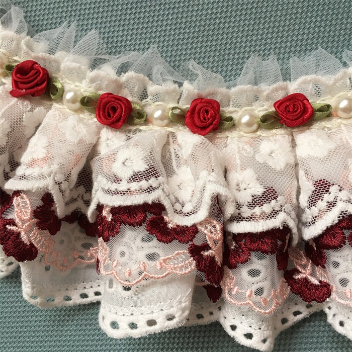 KFX-0647101 Cotton Lace Adjustable Bib Scarf for Pets - Available in Wine, Red, Pink, Sizes XS to XL