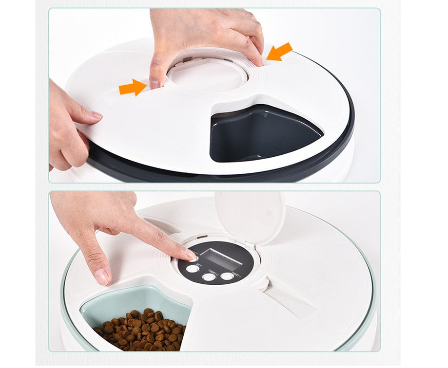 KFX-0648637 Automatic Timed Pet Feeder - Plastic Design in Gray, Green, and Pink