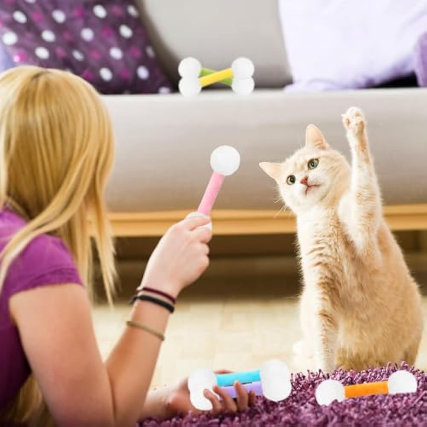 KFX-0652093 Soft Plush Cat Kicker Toys with Catnip for Interactive Play - Set of 5 for Cats