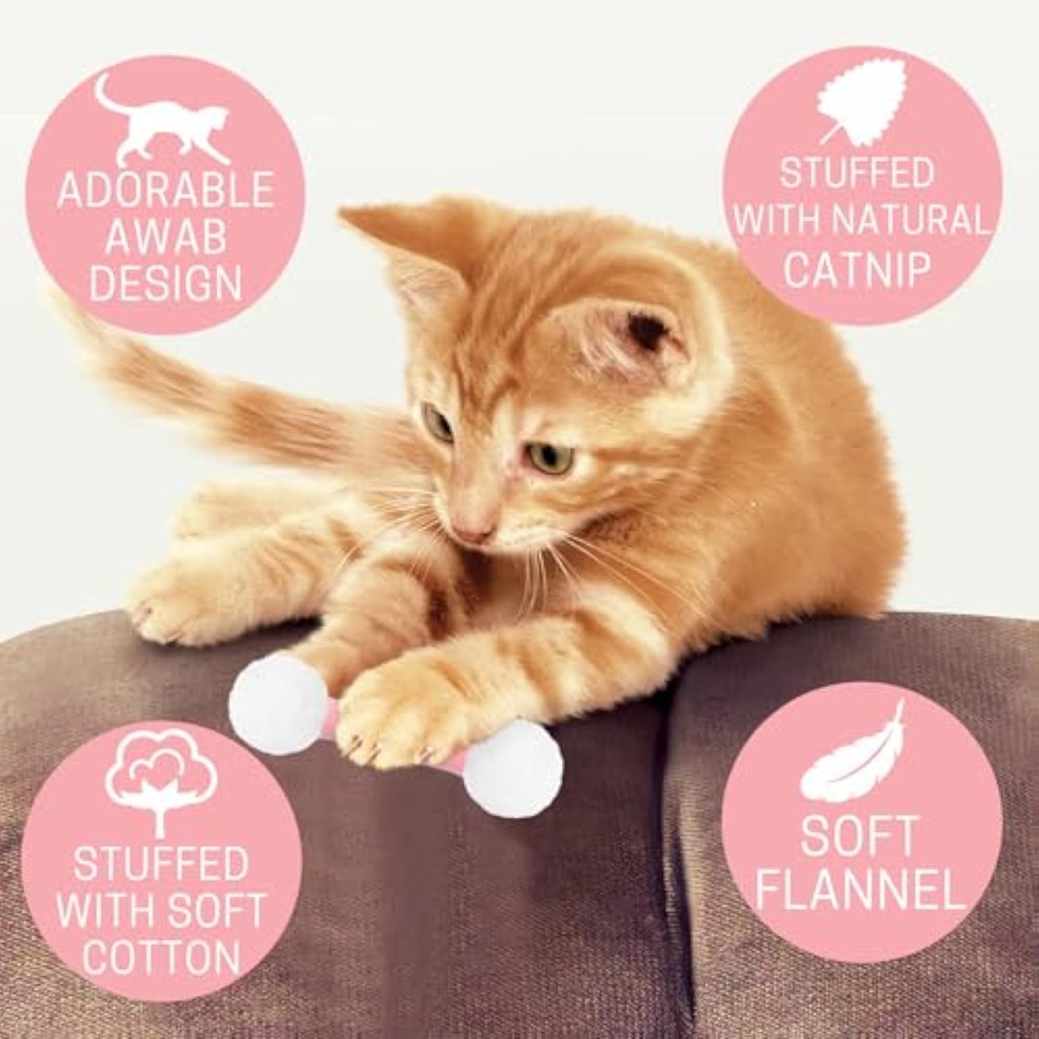 KFX-0652093 Soft Plush Cat Kicker Toys with Catnip for Interactive Play - Set of 5 for Cats